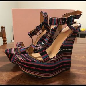 BRAND NEW-IN BOX Multi-Colored platform wedges
